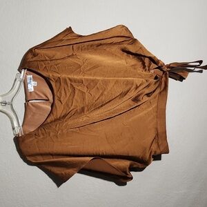 Luxe Apothetique Blouse Womens Size S rust tank top blouse keyhole tie top tank
